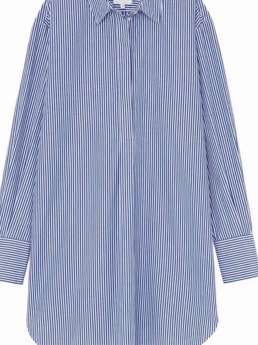 Women Blue Vertical Stripe Tunic Shirt by Goop Gwyneth Paltrow size 4 Oversized